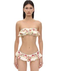 Zimmermann Bandeau-ikinioberteil Mit Druck "honour" - Natur