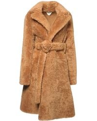 Bottega Veneta Fur Shearling Coat in Brown - Lyst