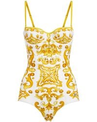 Dolce & Gabbana - Badeanzug Mit Maiolicadruck - Lyst
