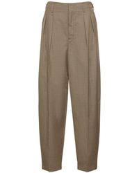 Lemaire - Pantaloni tapered fit in misto lana con pinces - Lyst