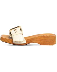 Marni 40mm Hohe Clog-sandalen Aus Geprägtem Lackleder - Natur
