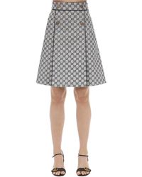 Gucci Gg Canvas A Line Skirt W/leather Piping - Grau