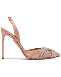 Aquazzura - 105mm Gatsby Satin Slingback Pumps - Lyst