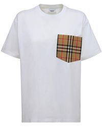 Burberry - T-shirt En Coton Avec Poche À Carreaux Carri - Lyst