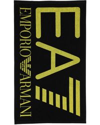 EA7 Strandhandtuch Aus Baumwollterry Mit Logo - Schwarz