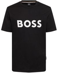 BOSS - Tiburt 3 Logo Cotton T-shirt - Lyst
