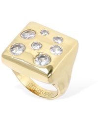 Timeless Pearly - Square Crystal Thick Ring - Lyst