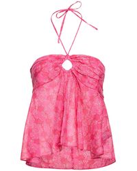 Isabel Marant - Gabao Floral Print Cotton Top W/ Ruffles - Lyst