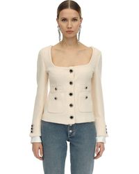 Alessandra Rich Tweedjacke Mit Lackiertem Knopf - Weiß