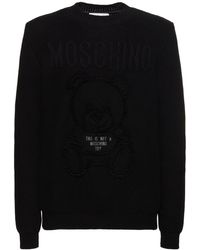 Moschino - Teddy Print Cotton Knit Sweater - Lyst