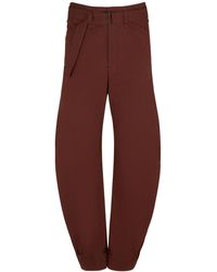 Lemaire - Belted Cotton Tapered Pants - Lyst