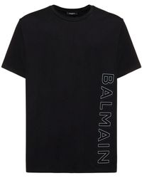Balmain - Logo Embossed Cotton T-shirt - Lyst