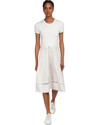 Moncler Robe Midi En Maille Et Popeline Avec Logo - Blanc