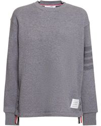 Thom Browne - Sweatshirt Aus Wolle Mit Intarsien-streifen - Lyst