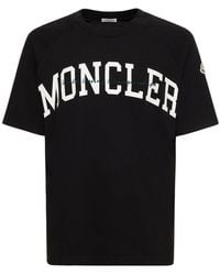 Moncler - T-shirt Aus Baumwolljersey Mit Logodruck - Lyst