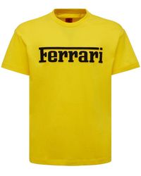 Ferrari T-shirt Aus Baumwolle Mit Logo - Gelb