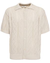 DUNST - Collared Stripe Knit Polo - Lyst