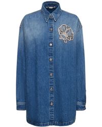 Stella McCartney - Crystal Embellished Denim Oversize Shirt - Lyst