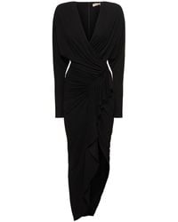 Alexandre Vauthier - Draped Jersey L/s Midi Wrap Dress - Lyst