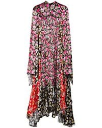 Balenciaga - Printed Satin Long Dress - Lyst