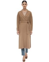 Max Mara Belted Long Wool Coat - Natural
