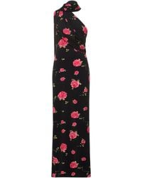 Magda Butrym - Rose Print Jersey Long Dress W/scarf - Lyst