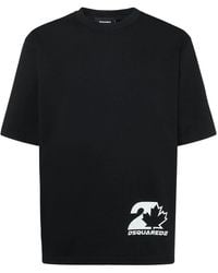 DSquared² - T-shirt Aus Baumwolljersey Mit Druck - Lyst