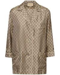 Gucci - gg Supreme Printed Silk Shirt - Lyst