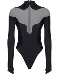 Mugler - Lycra & Tulle Cutout Turtleneck Bodysuit - Lyst