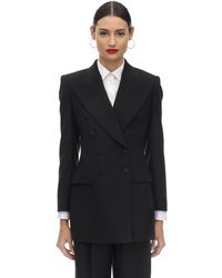 Dolce & Gabbana Giacca In Gabardina Di Misto Lana - Nero