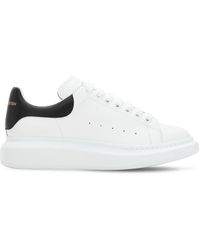 Alexander McQueen Sneakers De Piel Con Plataforma 45mm - Blanco