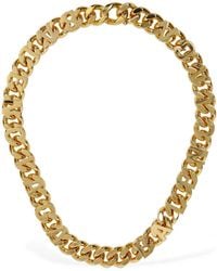 Balenciaga - Chain Logo Brass Necklace - Lyst