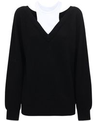 Alexander Wang Wollsweater Mit Jerseydetail - Schwarz
