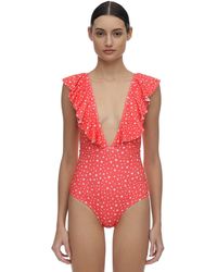 Verde Limon Waco Stars Lycra One Piece Swimsuit - Rot