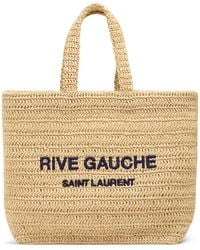 Saint Laurent - Rive Gauche Printed Raffia Tote Bag - Lyst