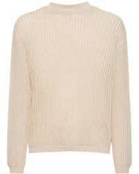 Lardini - Cotton Rib Knit Crewneck Sweater - Lyst