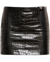 Versace - Crocodile Embossed Leather Mini Skirt - Lyst