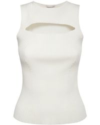 Alexander McQueen - Ribbed Stretch Viscose Top - Lyst