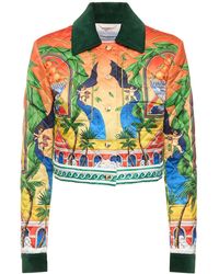 Casablanca - Printed Satin Quilted Cropped Jacket - Lyst