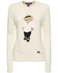 Ralph Lauren Collection - Cotton Jersey Crewneck Sweater W/ Bear - Lyst