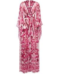 Dolce & Gabbana - Vestido largo de chifón de seda estampado - Lyst