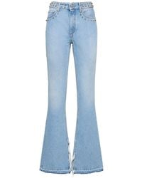 Alessandra Rich - Mid Rise Studded Denim Flared Jeans - Lyst