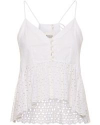 Isabel Marant - Sogane Cotton Top W/ Embroidery - Lyst