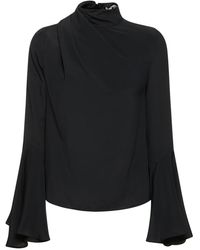 MSGM - Silk Blend Bell Sleeve Shirt - Lyst