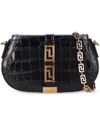 Versace - Medium Croc Embossed Leather Bag - Lyst