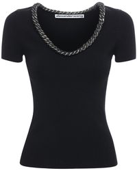 Alexander Wang T-shirt Aus Viskosemischung Mit Kettendetail - Schwarz
