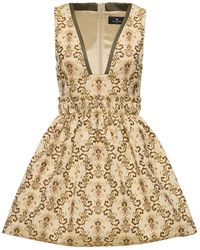 Etro - Cotton Blend Jacquard Mini Dress - Lyst