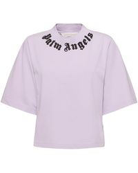 Palm Angels - Neck Logo Cropped Cotton T-shirt - Lyst