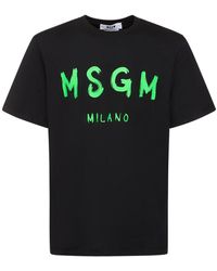 MSGM - Logo Print Cotton Jersey T-shirt - Lyst