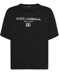 Dolce & Gabbana - Cotton T-shirt with DG embroidery and patch - Lyst